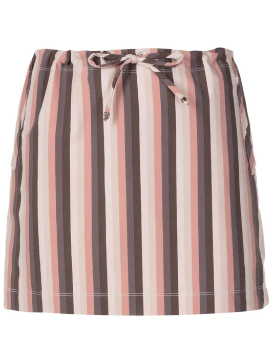Striped Drawstring-Waist Miniskirt