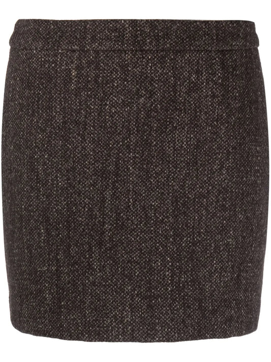 High-Waist Wool-Blend Miniskirt