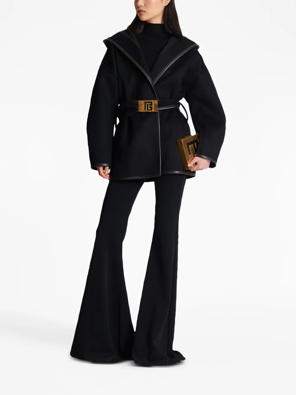 Belted-Waist Wool Coat
