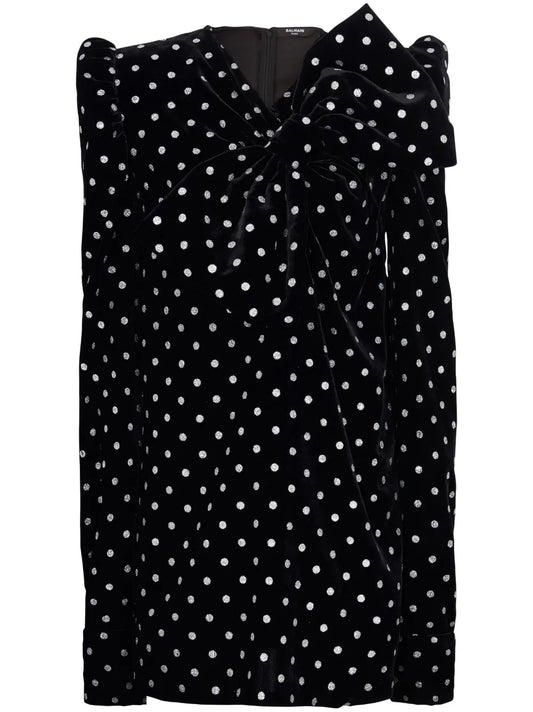 Polka-Dot Long-Sleeve Dress