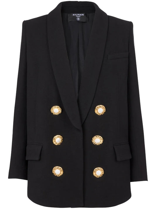Button-Fastening Double-Breasted Jacket