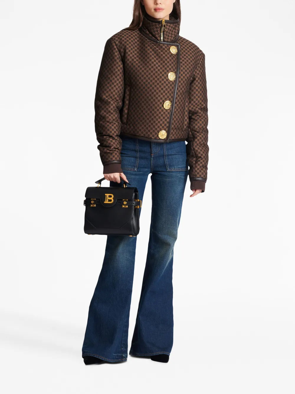 Monogram-Print Cropped Jacket