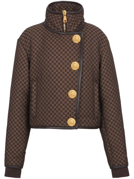Monogram-Print Cropped Jacket