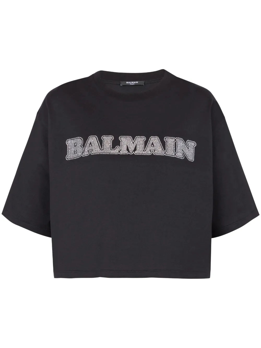Rhinestone-Logo Cropped Cotton T-Shirt