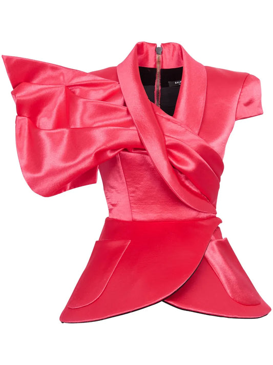 Satin Peplum Blouse