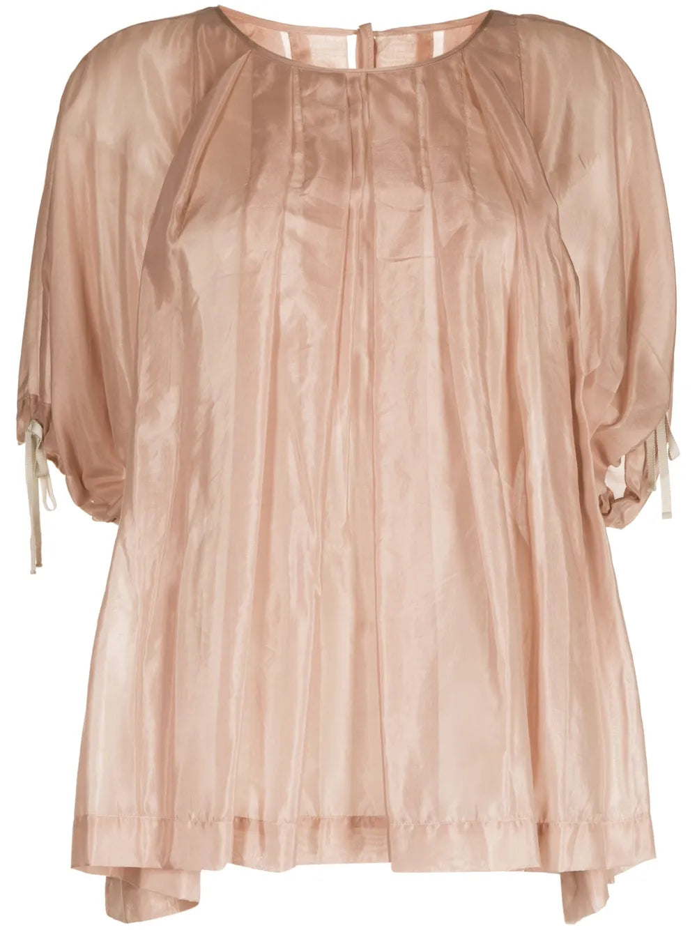 Short-Sleeve Pleated Blouse