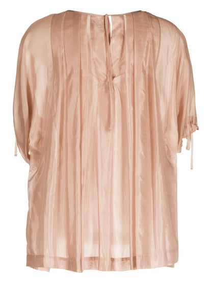 Short-Sleeve Pleated Blouse