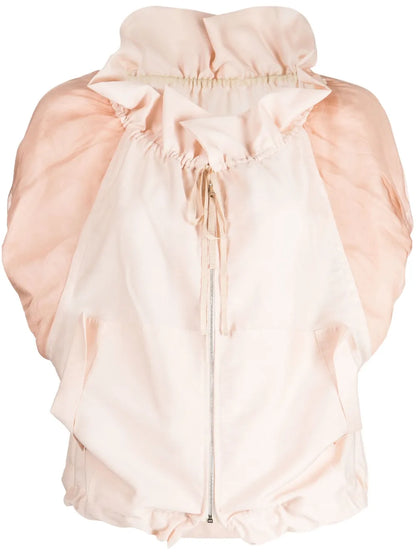 Drawstring-Neck Silk Jacket