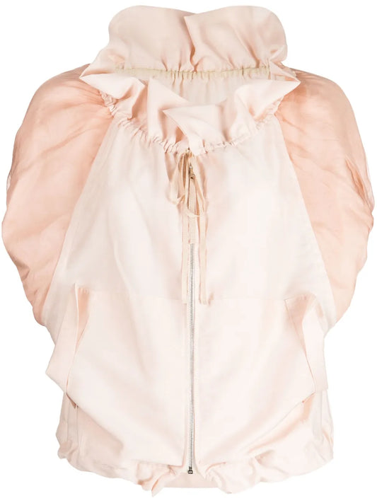 Drawstring-Neck Silk Jacket