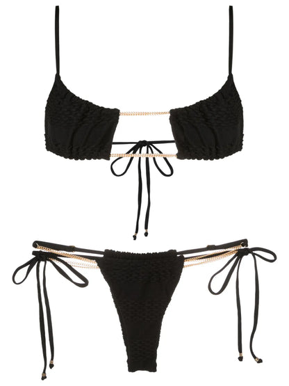 Chain-Link Textured-Finish Bikini
