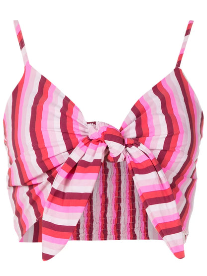 Stripe-Print Tied Crop Top
