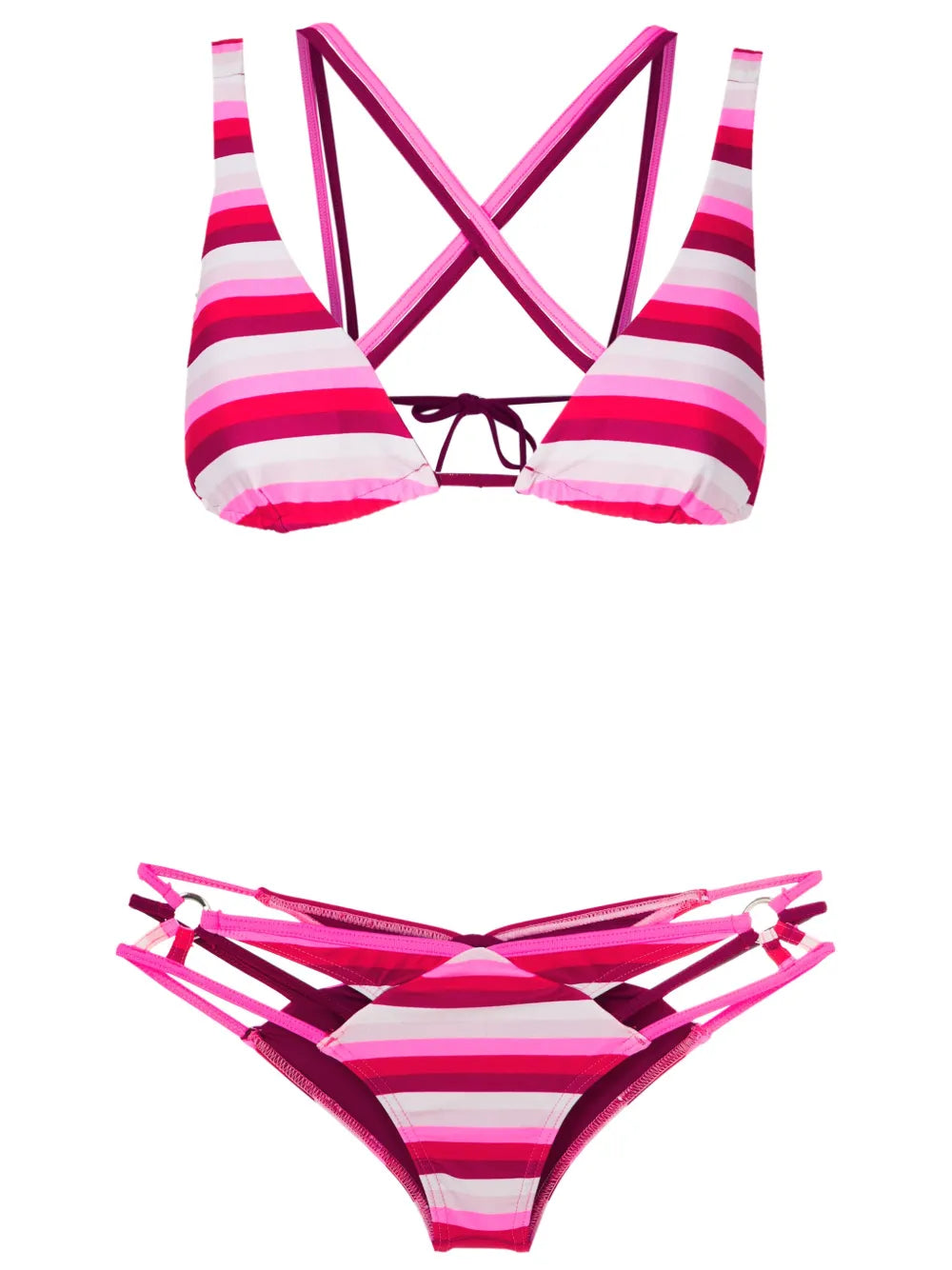 Stripe-Print Strappy Bikini