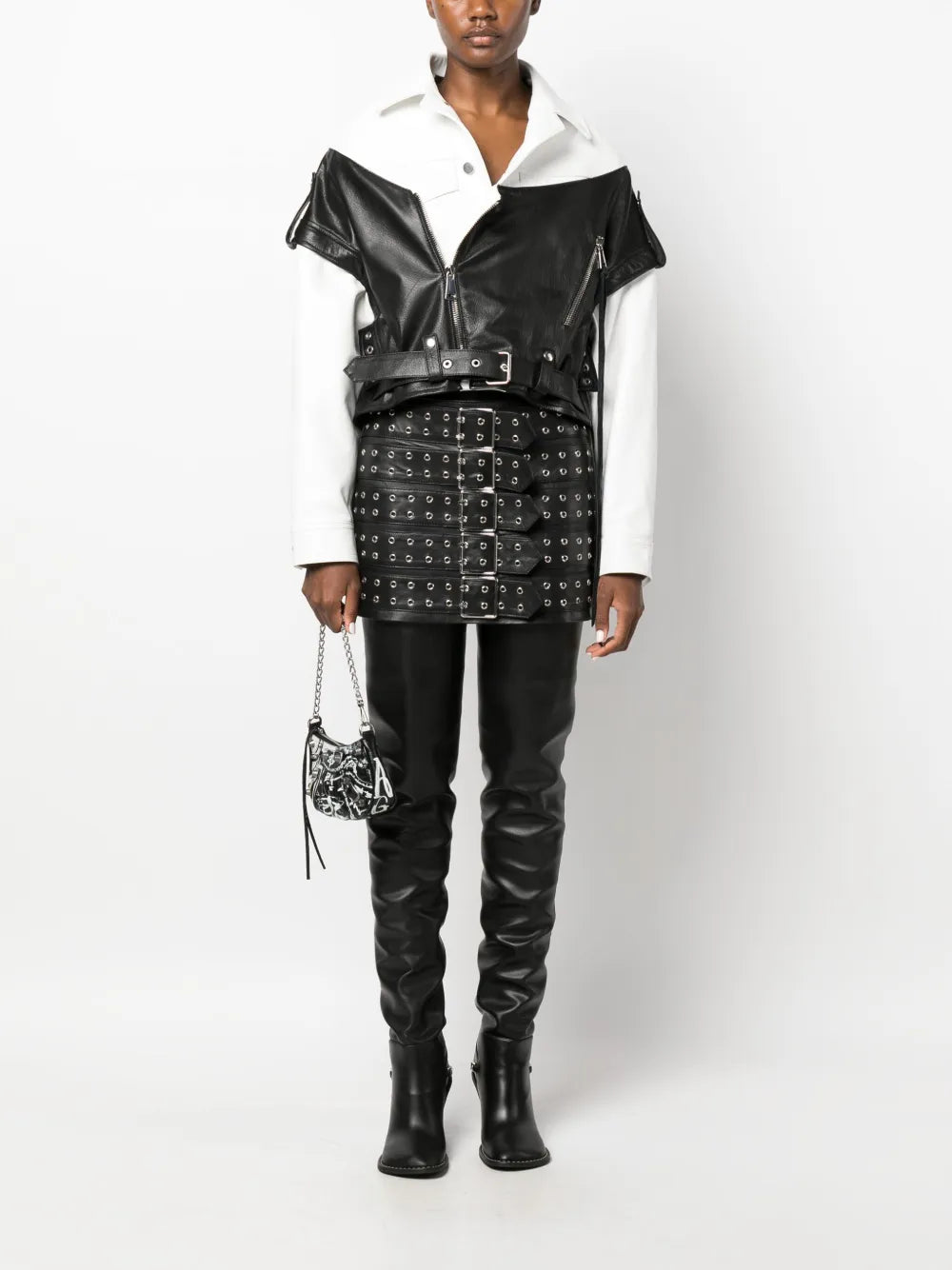 Belted Leather Miniskirt