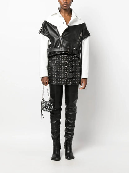 Belted Leather Miniskirt