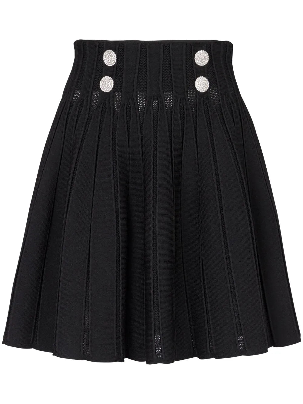 Ribbed-Knit Pleated Skater Skirt