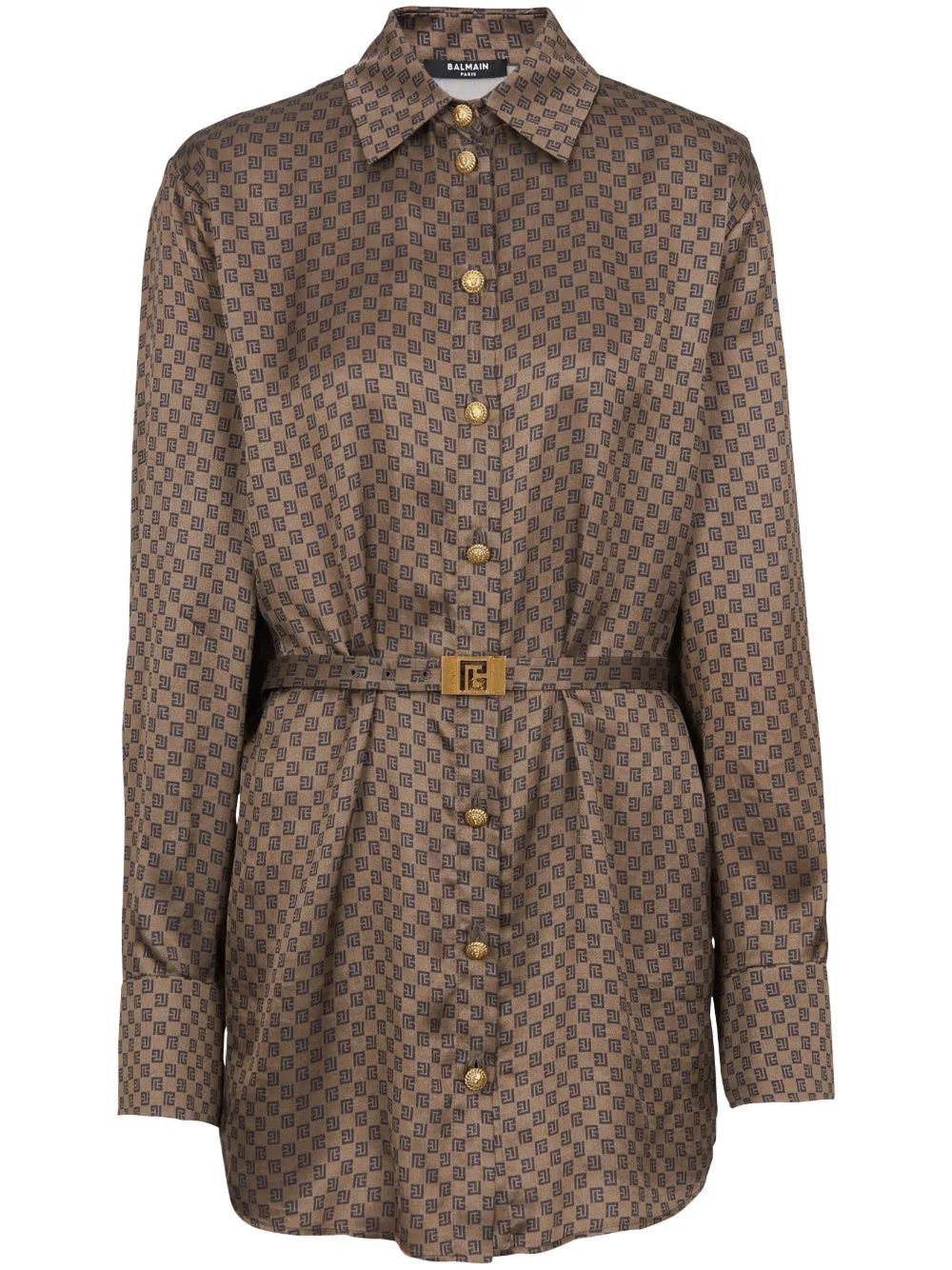 Mini Monogram-Print Silk Shirt