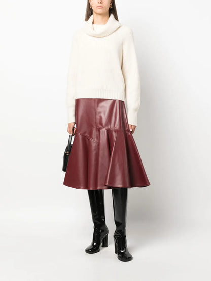 Cowl-Neck Fine-Knit Jumper