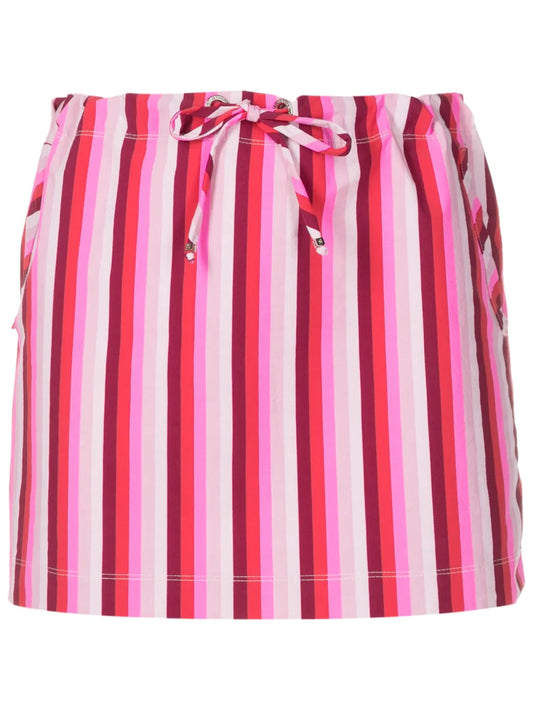Striped Drawstring-Waist Miniskirt