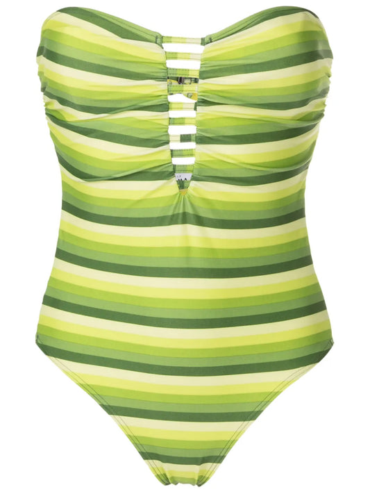 Striped Cut-Out Swimsuit
