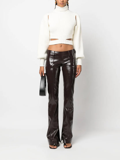 Roll-Neck Cropped Knit Jumper