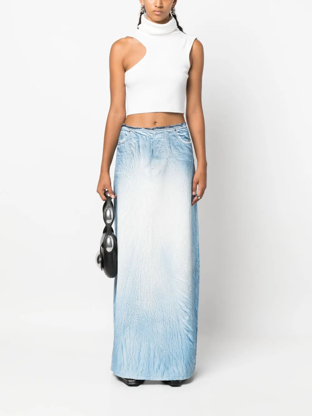 De-Pago-Fsd1 A-Line Denim Maxi Skirt