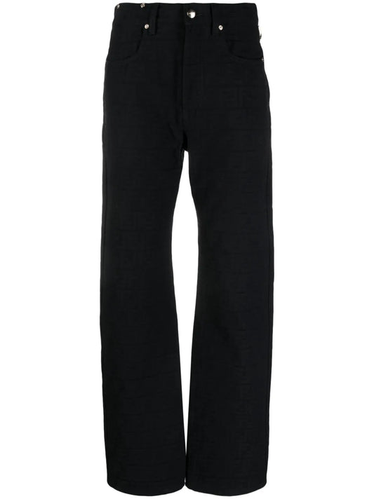 Logo-Jacquard Straight-Leg Cotton Trousers