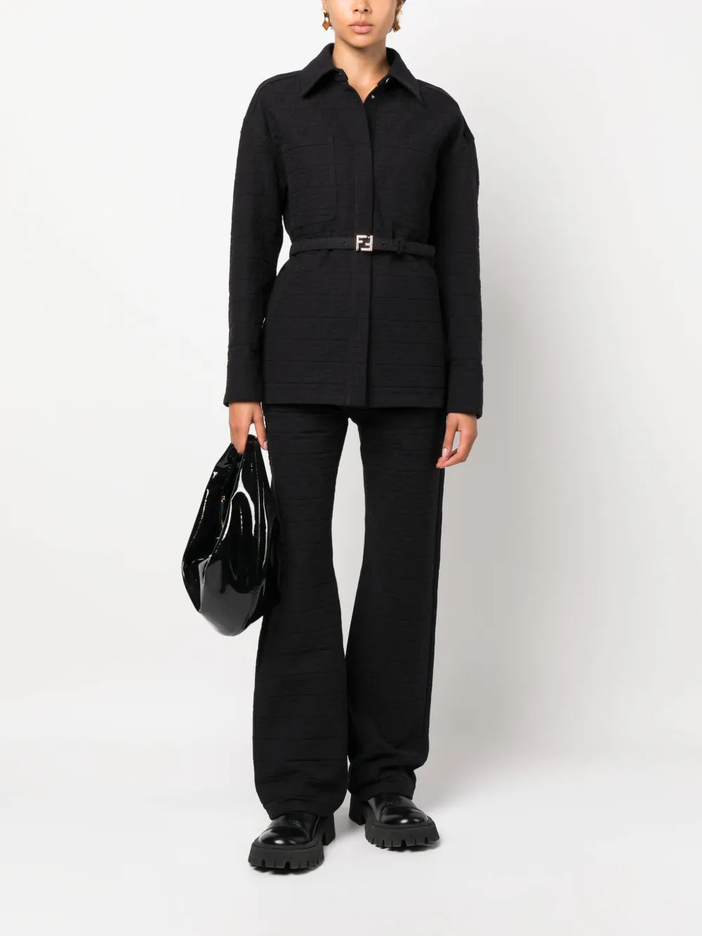 Logo-Jacquard Straight-Leg Cotton Trousers