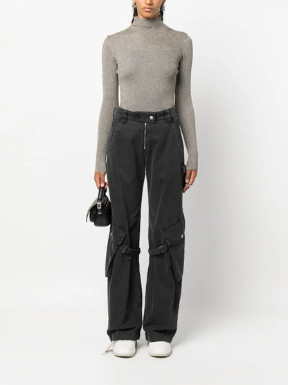 Metallic-Threading Ribbed Jumper