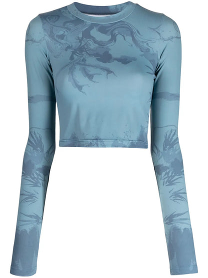 Abstract Pattern-Print Crew-Neck Top