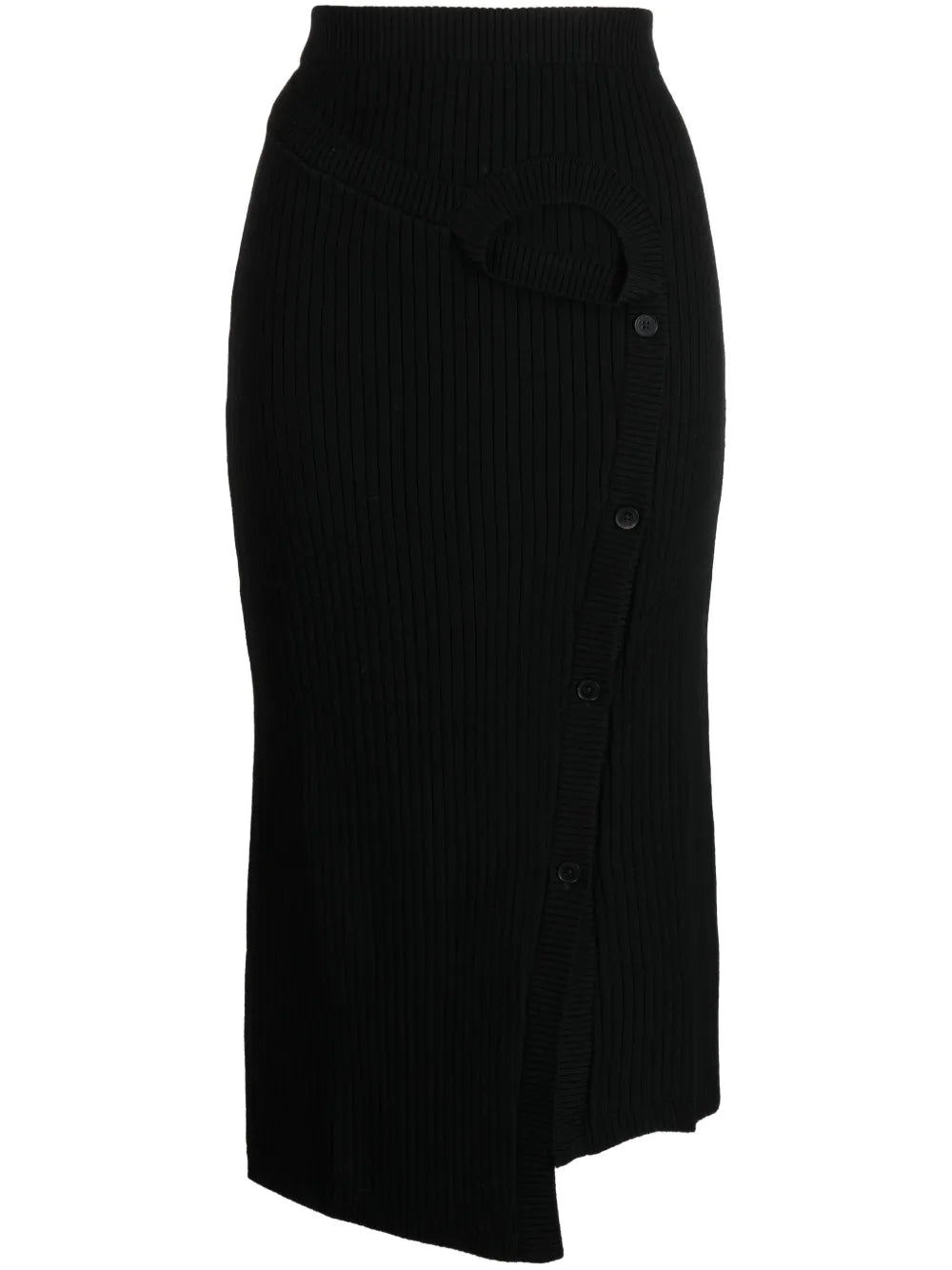 Ribbed-Knit Wool Midi Skirt