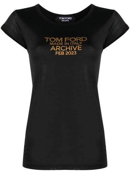 Logo-Print Silk T-Shirt