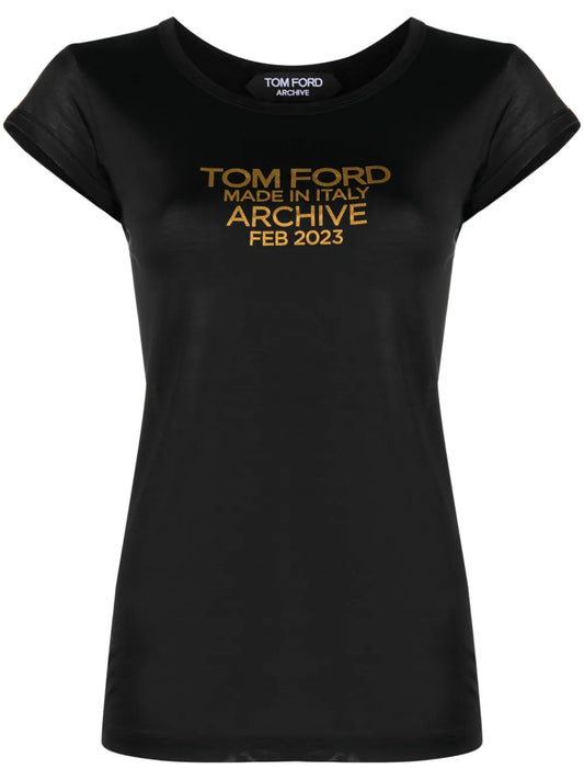 Logo-Print Silk T-Shirt