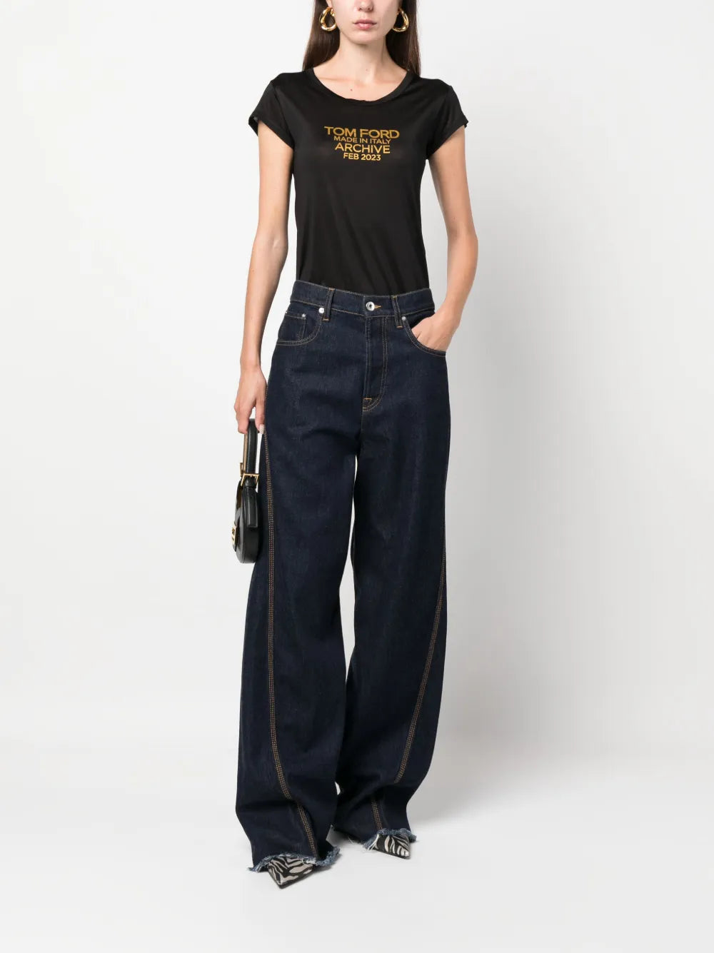 Logo-Print Silk T-Shirt