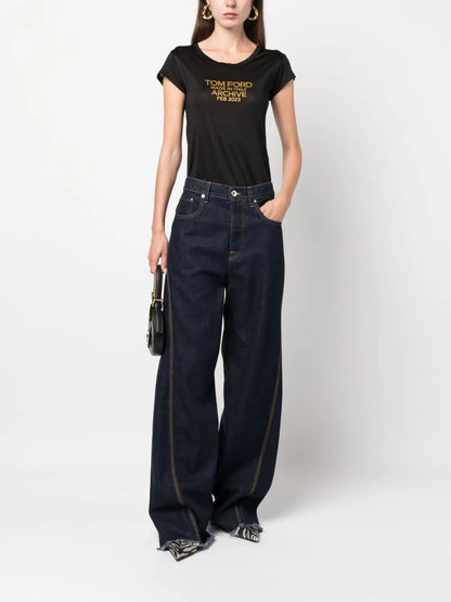 Logo-Print Silk T-Shirt