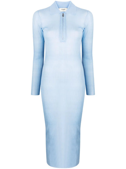 Long-Sleeve Ribbed Midi Dress