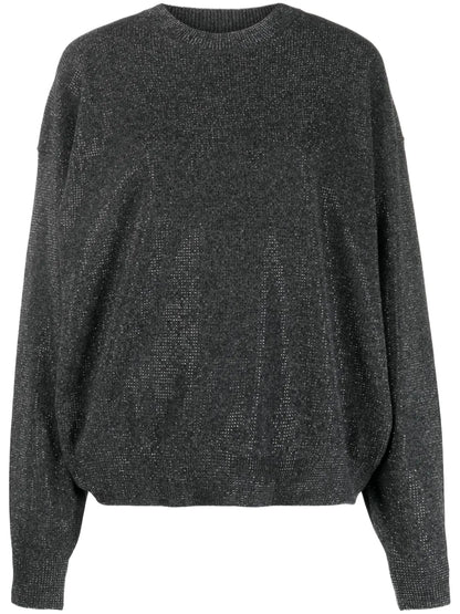Rhinestone-Embellished Wool Jumper