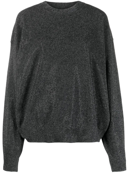Rhinestone-Embellished Wool Jumper