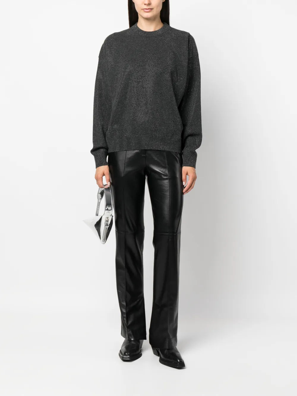 Rhinestone-Embellished Wool Jumper