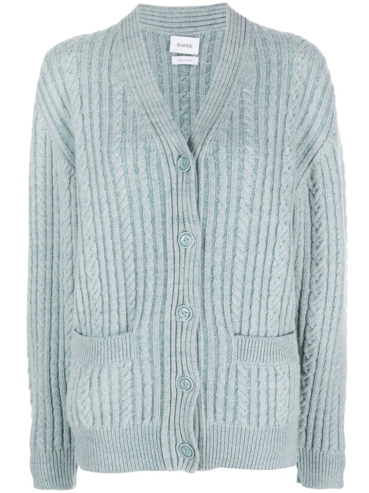 V-Neck Cable-Knit Cardigan