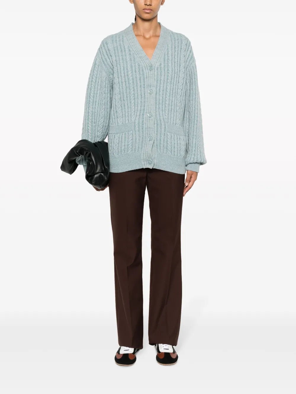 V-Neck Cable-Knit Cardigan