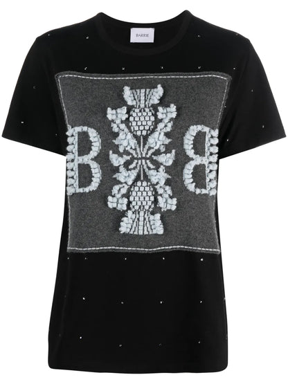 Logo-Embroidered Embellished T-Shirt