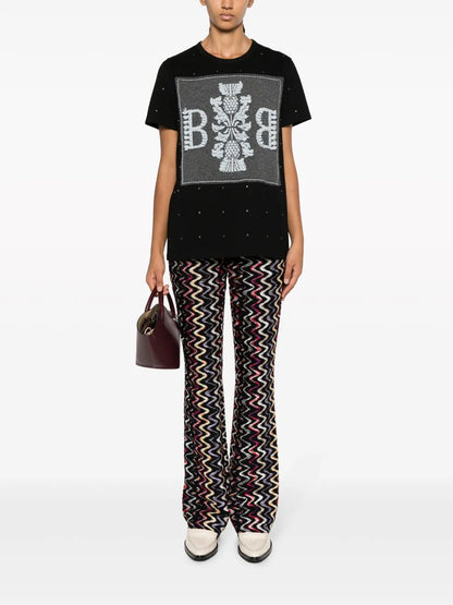 Logo-Embroidered Embellished T-Shirt