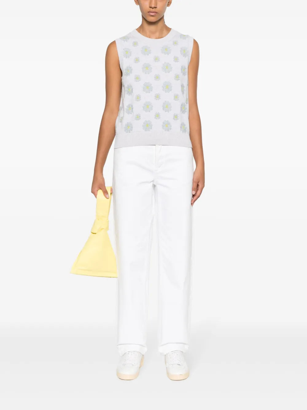 Floral-Embroidered Sleeveless Top