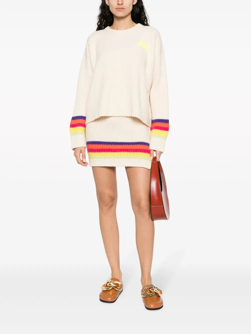 Logo-Embroidered Striped Ribbed Jumper