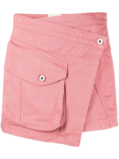 Asymmetric Cargo-Pocket Miniskirt