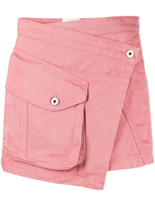 Asymmetric Cargo-Pocket Miniskirt