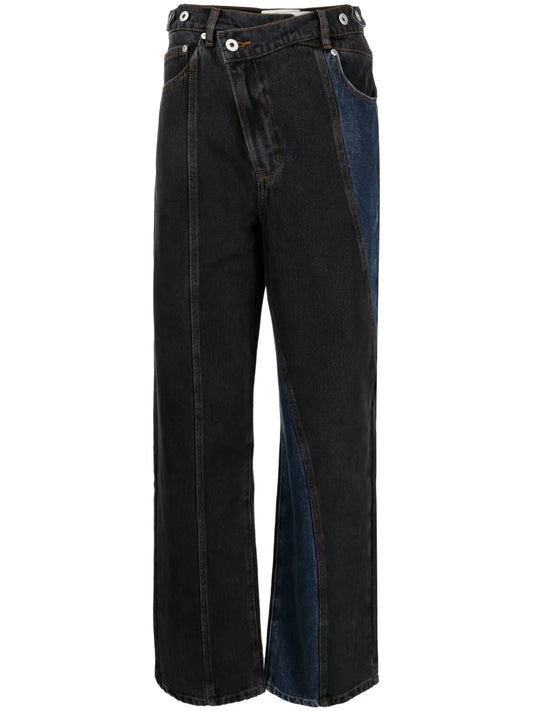 Asymmetric-Rise Straight-Leg Jeans