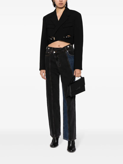 Asymmetric-Rise Straight-Leg Jeans