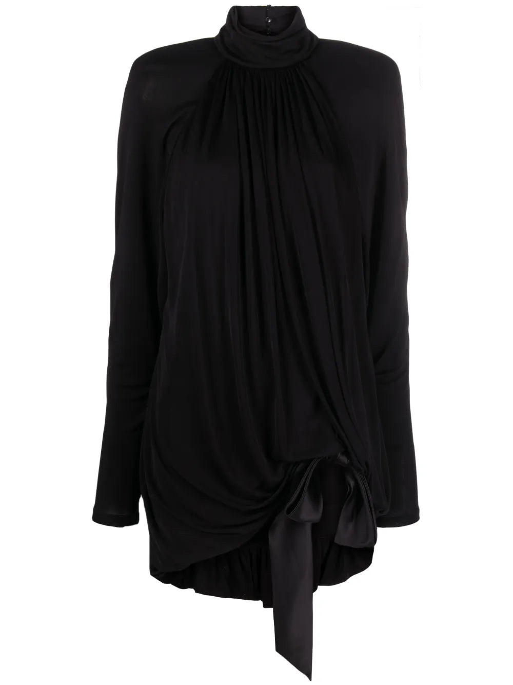 High-Neck Draped Minidress