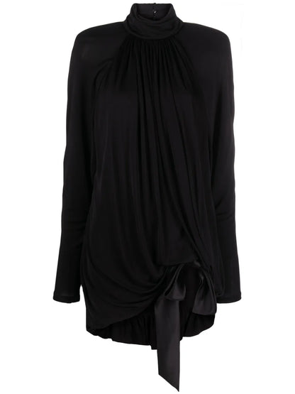 High-Neck Draped Minidress